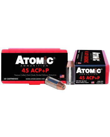 Atomic Ammunition 00433 Pistol Precision Craft 45ACP +P 230gr Bonded Match Hollow Point 50 Per Box/10 Case