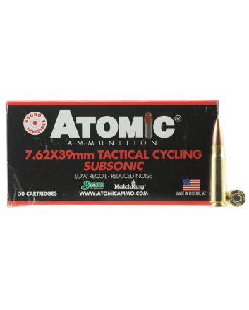 Atomic Ammunition 00474 Rifle Subsonic 7.62x39mm 220gr Hollow Point Boat Tail 50 Per Box/10 Case
