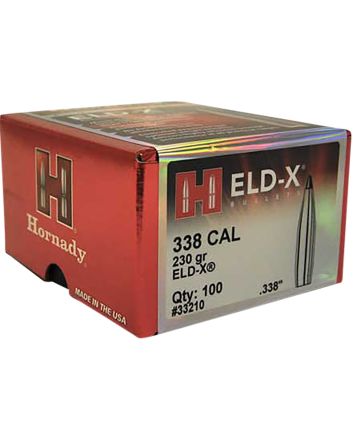 Hornady 33210 ELD-X338 Cal .338 230 gr Extremely Low Drag eXpanding 100 Per Box/ 15 Case