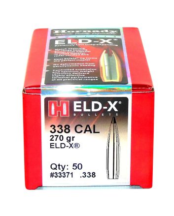 Hornady 33371 ELD-X338 Cal .338 270 gr Extremely Low Drag eXpanding 50 Per Box/ 15 Case
