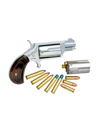 North American Arms 22MSC Mini-Revolver22 LR or 22 WMR 5 rd 1.13" Barrel, Overall Stainless Steel Finish, Rosewood Birdshead Grip Includes Cylinder