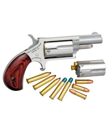 North American Arms 22MC Mini-Revolver22 LR or 22 WMR 5 Shot 1.63" Barrel, Overall Stainless Steel Finish, Rosewood Grip Includes Cylinder