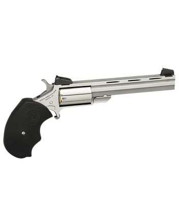 North American Arms MMTL Mini-Master *CA Compliant 22 LR 5rd 4" Vent Rib Barrel, Overall Stainless Steel Finish, Finger Grooved Black Rubber Grip, Adjustable Sights