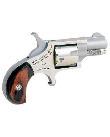 North American Arms 22S Mini-Revolver22 Short 5rd 1.13" Barrel, Overall Stainless Steel Finish, Rosewood Birdshead Grip