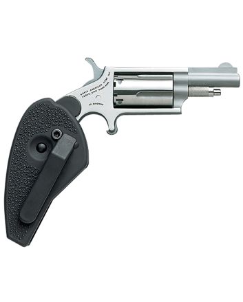 North American Arms 22MCHG Mini-Revolver22 LR or 22 WMR 5 rd 1.63" Barrel, Overall Stainless Steel Finish, Black Synthetic Holster Grip Includes Cylinder
