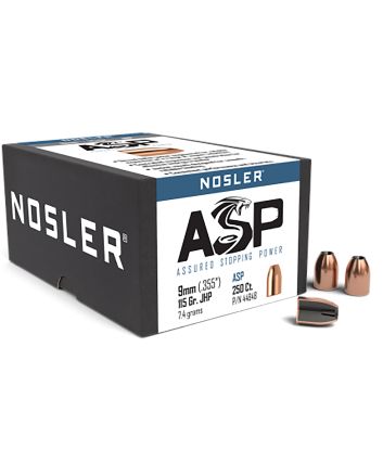 Nosler 44848 Assured Stopping Power9mm 115gr Jacketed Hollow Point 250/Box