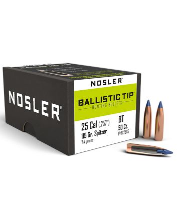 Nosler 25115 Ballistic Tip25Cal 115gr Spitzer Point 50/Box