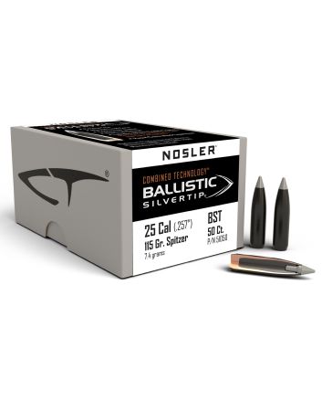 Nosler 51050 Ballistic Silvertip25Cal 115gr Spitzer Point 50/Box