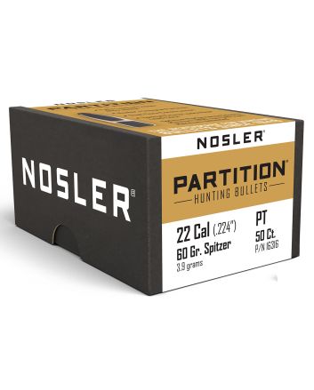 Nosler 16316 Partition22Cal 60gr Partition Spitzer 50/Box