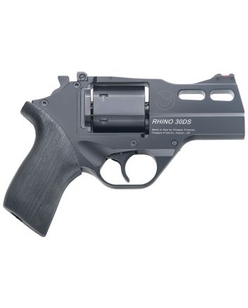 Chiappa Firearms 340289 Rhino 30DSSmall Frame 357 Mag 6 Shot, 3" Black Anodized Steel Vent Rib Barrel, Blued Steel Cylinder, Black Anodized Aluminum Frame, Black Rubber Grip, Concealed Hammer