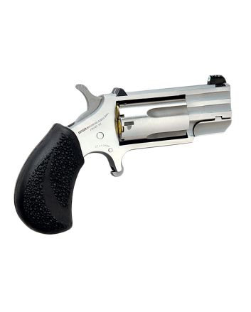 North American Arms PUGT Pug22 WMR 5 rd 1" Barrel, Overall Stainless Steel Finish, Black Pebbled Texture Rubber Grip, XS Tritium Dot Sight