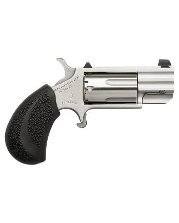 North American Arms PUGD Pug22 WMR 5 rd 1" Barrel, Overall Stainless Steel Finish, Black Pebbled Texture Rubber Grip, XS White Dot Sight