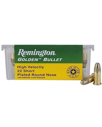 Remington Ammunition 21001 Golden Bullet22Short 29gr Plated Lead Round Nose 100 Per Box/50 Case