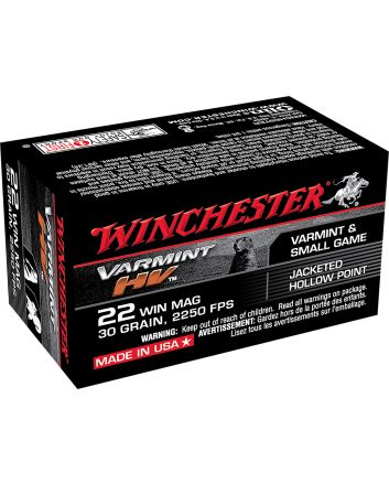 Winchester Ammo S22M2 Varmint HV22WMR 30gr Jacketed Hollow Point 50 Per Box/40 Case