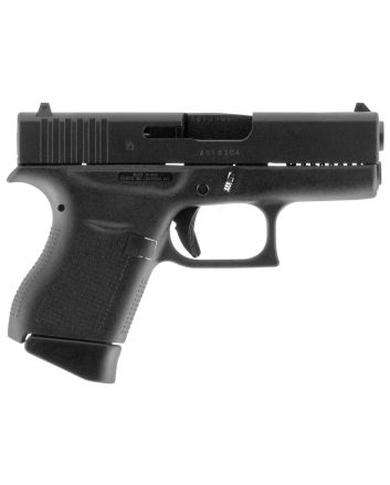 Glock UI4350201 G43Sub-Compact Frame 9mm Luger 6+1 3.41" Black Steel Barrel, Matte Black Serrated Steel Slide, Black Polymer Frame, Textured Polymer Grip, Right Hand