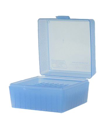 MTM Case-Gard RS10024 Ammo Box Flip-Top Multi Caliber Clear Blue Polypropylene 100rd