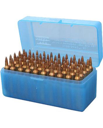 MTM Case-Gard RLLD5024 Case-Gard R-50 Multi-Caliber Rifle Clear Blue Polypropylene 50rd