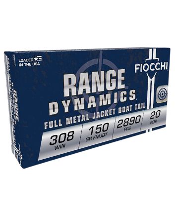 Fiocchi 308A Range Dynamics308Win 150gr Full Metal Jacket Boat Tail 20 Per Box/10 Case