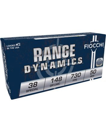Fiocchi 38LA Range Dynamics38Special 148gr Lead Wadcutter 50 Per Box/20 Case