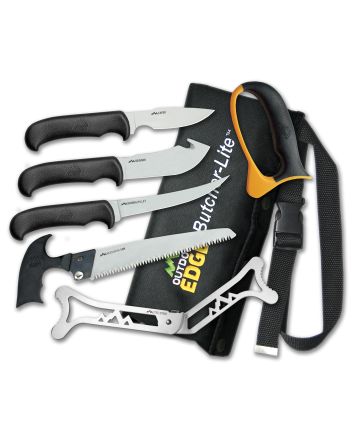 Outdoor Edge BL1 ButcherLite4.30"/4.50"/5.9"/6" Folding Plain/Saw 420J2 Stainless Steel Blade FRN Black Handle