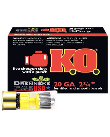 Brenneke SL202KO K.O.20Gauge 2.75" 3/4oz Slug Shot 5 Per Box/50 Case