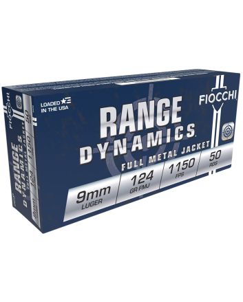 Fiocchi 9APB Range Dynamics9mmLuger 124gr Full Metal Jacket 50 Per Box/20 Case
