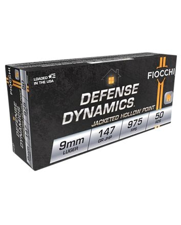 Fiocchi 9APDHP Defense Dynamics9mmLuger 147gr Jacketed Hollow Point 50 Per Box/20 Case