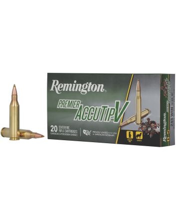 Remington Ammunition 29194 Premier Accutip-V 243Win 75gr AccuTip V Boat Tail 20 Per Box/10 Case