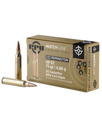 PPU PPM2232 Match223Rem 75gr Hollow Point Boat Tail 20 Per Box/50 Case