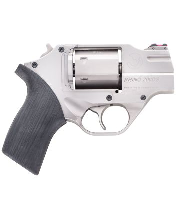 Chiappa Firearms CF340218 Rhino 200DSSmall Frame 357 Mag 6 Shot 2" Nickel-Plated Steel Barrel &amp; Cylinder, Nickel-Plated Aluminum Frame, Black Rubber Grip, Concealed Hammer