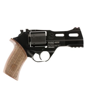 Chiappa Firearms 340219 Rhino 40DSSmall Frame 357 Mag 6 Shot, 4" Black Anodized Steel Vent Rib Barrel, Blued Steel Cylinder, Black Anodized Aluminum Frame, Walnut Grip, Concealed Hammer