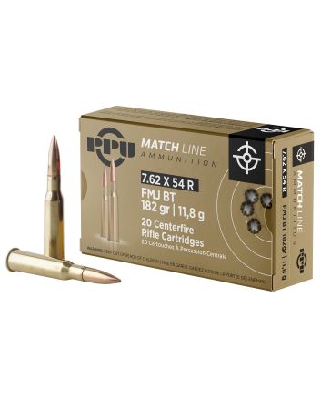 PPU PPM7 Match7.62x54mmR 182gr Full Metal Jacket 20 Per Box/10 Case