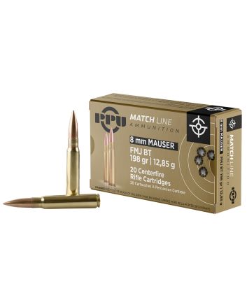 PPU PPM8 Match8mmMauser 200gr Full Metal Jacket Boat Tail 20 Per Box/10 Case