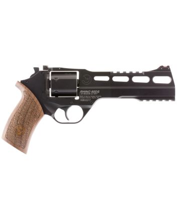Chiappa Firearms 340221 Rhino 60DSSmall Frame 357 Mag 6 Shot, 6" Black Anodized Steel Vent Rib Barrel, Blued Steel Cylinder, Black Anodized Aluminum Frame, Walnut Grip, Concealed Hammer