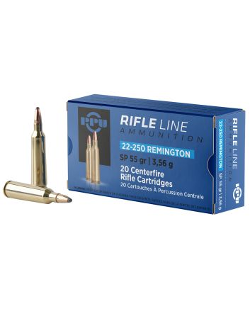 PPU PP22250 Standard Rifle22-250Rem 55gr Soft Point 20 Per Box/10 Case