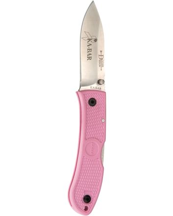 Ka-Bar 4062PK Dozier Hunter 3" Folding Drop Point Plain Satin AUS-8A SS Blade, Pink Zytel Handle, Includes Pocket Clip
