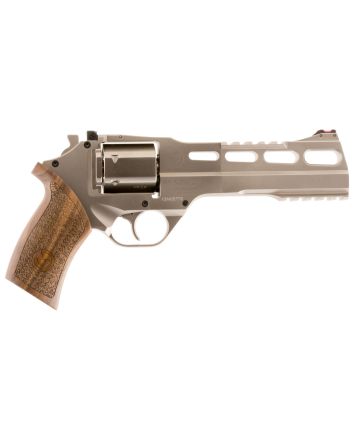 Chiappa Firearms 340224 Rhino 60DSSmall Frame 357 Mag 6 Shot, 6" Nickel-Plated Steel Vent Rib Barrel &amp; Cylinder, Nickel-Plated Aluminum Frame, Walnut Grip, Concealed Hammer