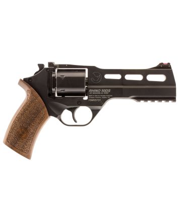 Chiappa Firearms CF340246 Rhino 50SARMedium Frame 357 Mag 6rd 5" Black Anodized Steel Vent Rib Barrel, Black Cylinder, Black Anodized Aluminum Frame w/Picatinny Rail, Walnut Grip, Exposed Hammer