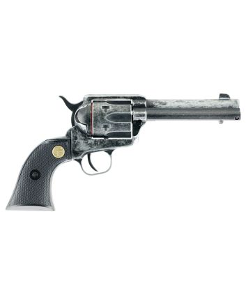 Chiappa Firearms 340089 SAA 1873Medium Frame 22 LR 6 Shot, 4.75" Antiqued Steel Barrel, Antiqued Steel Frame, Antique Cylinder, Black Plastic Grip, Exposed Hammer