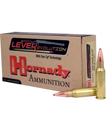 Hornady 82240 LEVERevolution338MarlinExpress 200gr Flex Tip eXpanding 20 Per Box/10 Case