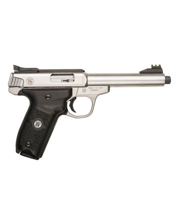 Smith &amp; Wesson 10201 SW22 Victory Full Size Frame 22 LR 10+1, 5.50" Satin Stainless Steel Threaded Barrel, Slide &amp; Frame, Black Textured Grip, Thumb Safety