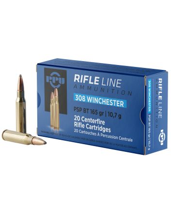 PPU PP3082 Standard Rifle308Win 165gr Pointed Soft Point Boat Tail 20 Per Box/10 Case