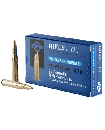 PPU PP30062 Standard Rifle30-06Springfield 165gr Pointed Soft Point Boat Tail 20 Per Box/10 Case