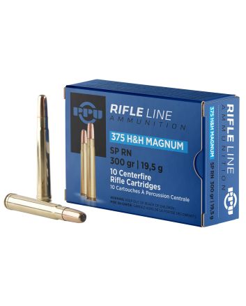 PPU PP375S Standard Rifle375H&amp;HMag 300gr Soft Point Round Nose 10 Per Box/20 Case