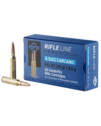 PPU PP6CF Metric Rifle6.5x52mmCarcano 139gr Full Metal Jacket Boat Tail 20 Per Box/10 Case