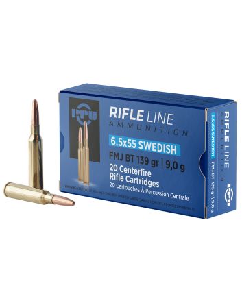 PPU PP6SWF Metric Rifle6.5x55Swedish 139gr Full Metal Jacket Boat Tail 20 Per Box/10 Case