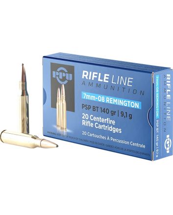 PPU PP708 Metric Rifle7mm-08Rem 140gr Pointed Soft Point Boat Tail 20 Per Box/10 Case
