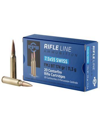 PPU PP7SF Metric Rifle7.5x55mmSwiss 174gr Full Metal Jacket Boat Tail 20 Per Box/10 Case