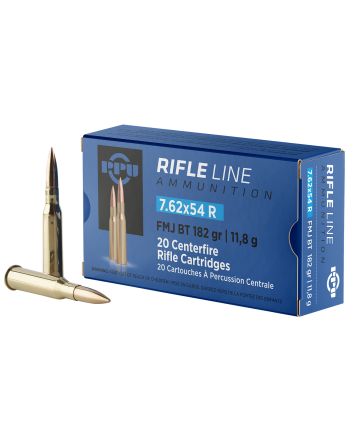 PPU PP76254F Metric Rifle7.62x54mmR 182gr Full Metal Jacket Boat Tail 20 Per Box/10 Case