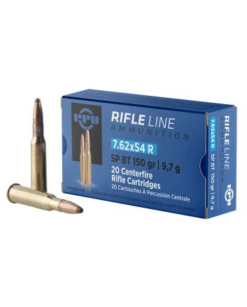 PPU PP76254S Metric Rifle7.62x54mmR 150gr Soft Point Boat Tail 20 Per Box/10 Case